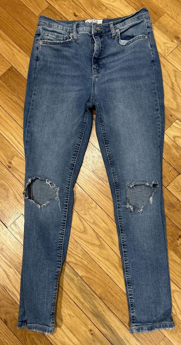 womens we the free people light wash distressed skinny jeans sz 29 *B9